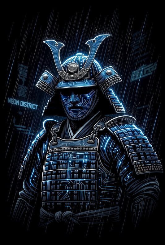 Neon Cyber Samurai – Futuristic Streetwear AI Shirt Concept