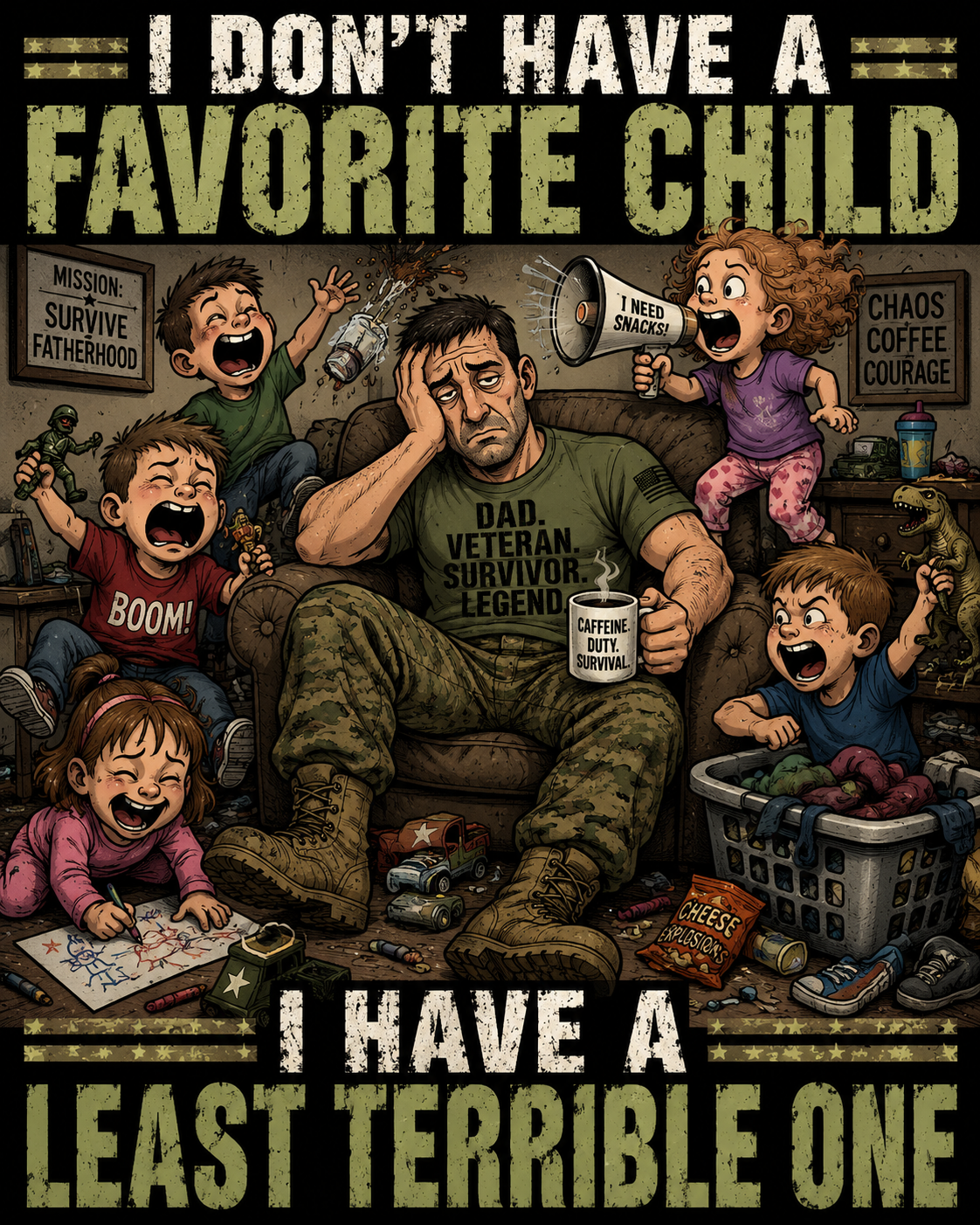 I Don't Have a Favorite Child. I Have a Least Terrible One. – Veteran Dad Shirt Idea