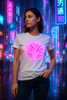 Cyberpunk Surge: Neon Designs on White Tees