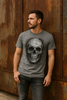 Grunge Redux: Distressed Designs on Gray Tees