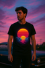 Retro Wave: 80s Synth Designs on Black Tees