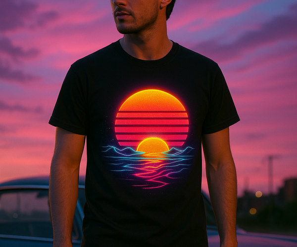 Retro Wave: 80s Synth Designs on Black Tees – VortexVestments