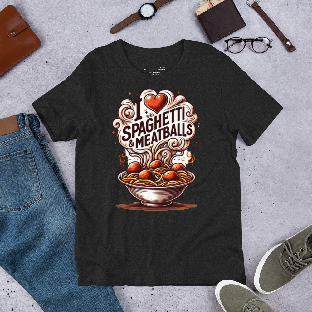I Love Spaghetti and Meatballs Unisex shirt - perfect for all the pasta lovers out there!