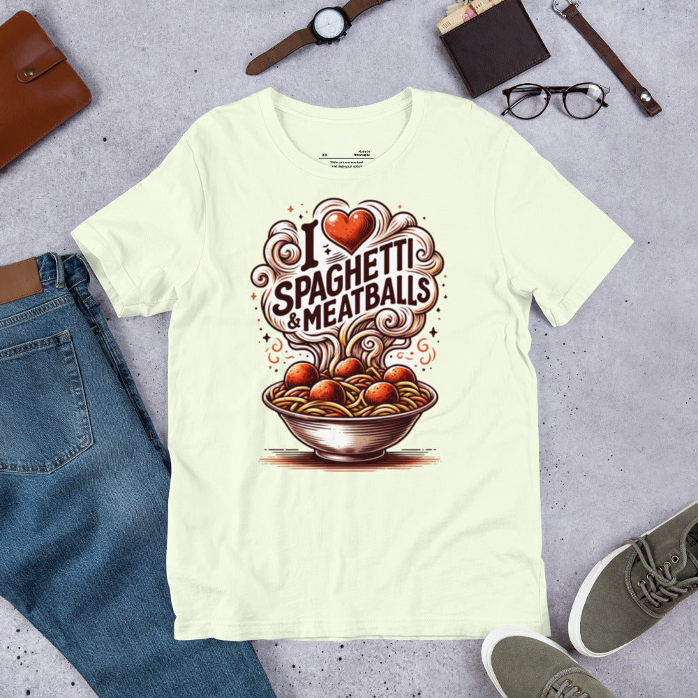 I Love Spaghetti and Meatballs Unisex shirt - perfect for all the pasta lovers out there!