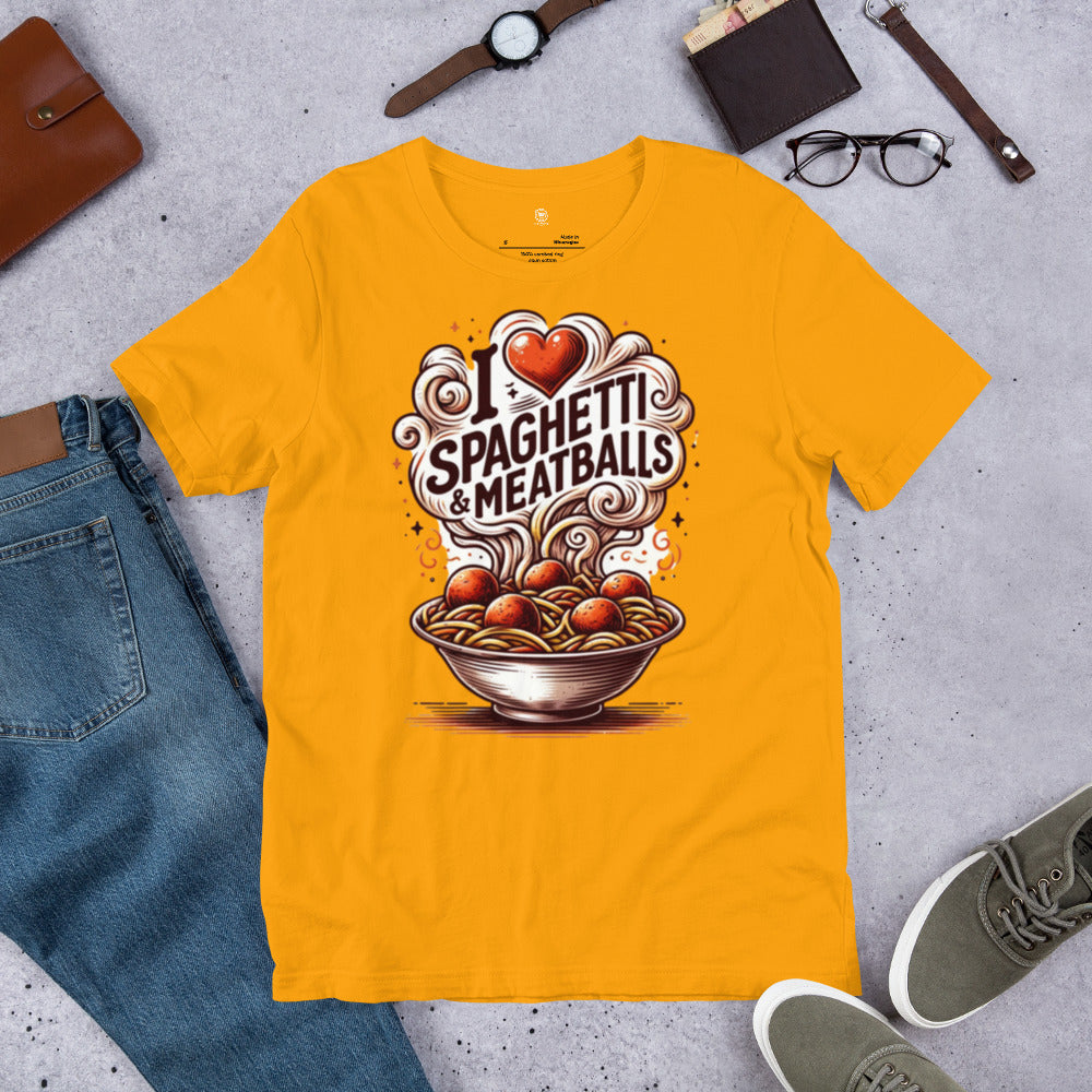 I Love Spaghetti and Meatballs Unisex shirt - perfect for all the pasta lovers out there!