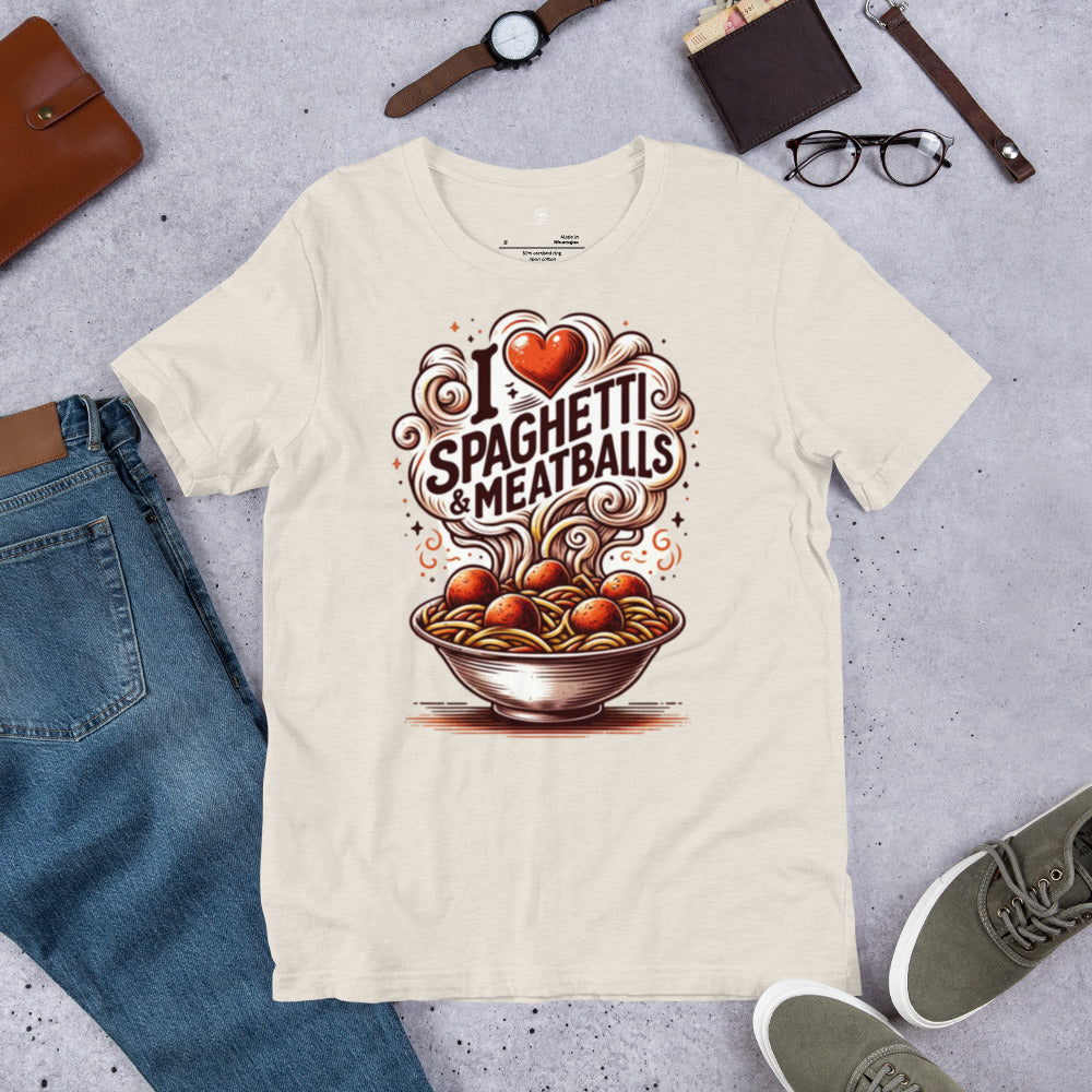 I Love Spaghetti and Meatballs Unisex shirt - perfect for all the pasta lovers out there!