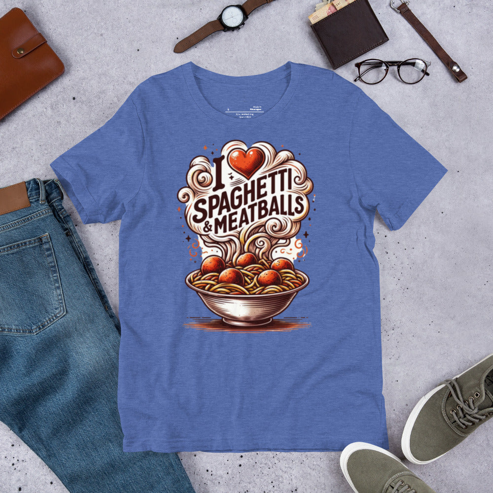 I Love Spaghetti and Meatballs Unisex shirt - perfect for all the pasta lovers out there!