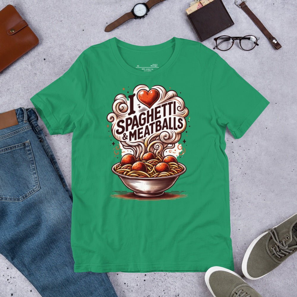 I Love Spaghetti and Meatballs Unisex shirt - perfect for all the pasta lovers out there!
