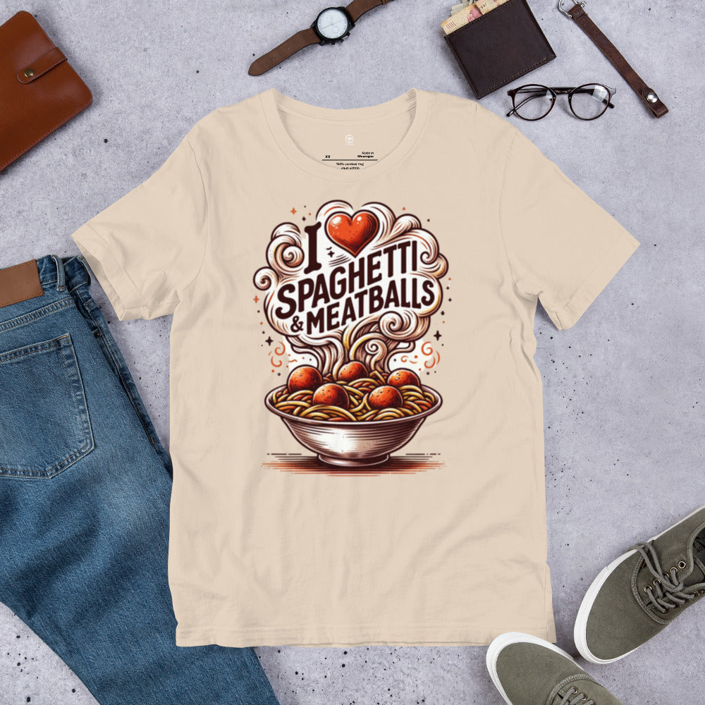 I Love Spaghetti and Meatballs Unisex shirt - perfect for all the pasta lovers out there!
