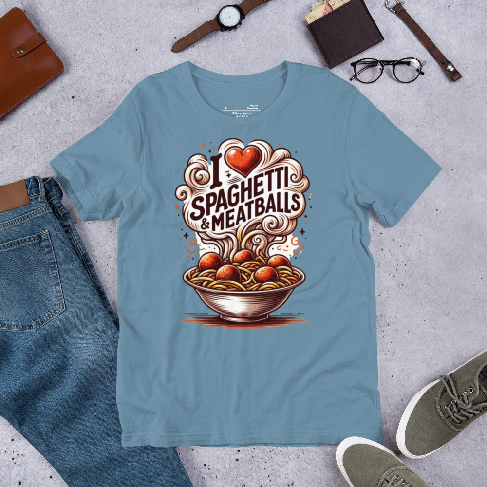 I Love Spaghetti and Meatballs Unisex shirt - perfect for all the pasta lovers out there!