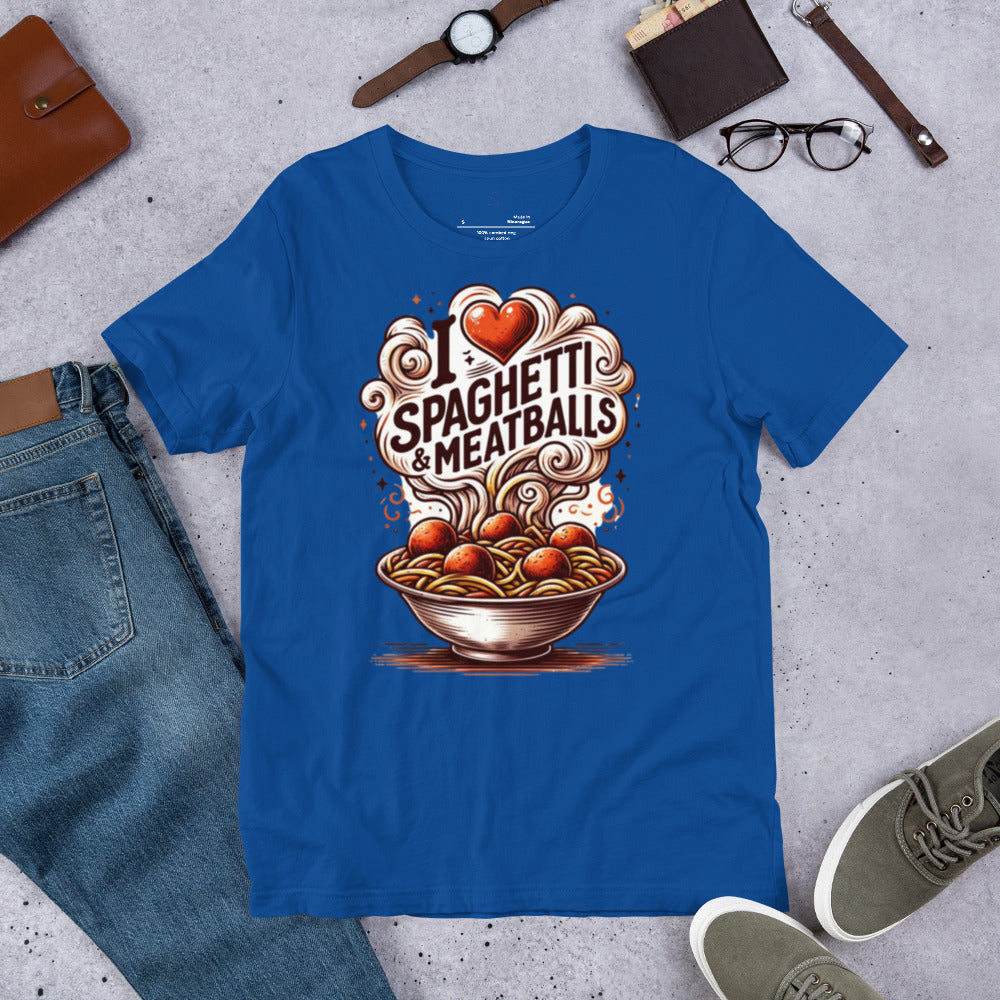 I Love Spaghetti and Meatballs Unisex shirt - perfect for all the pasta lovers out there!