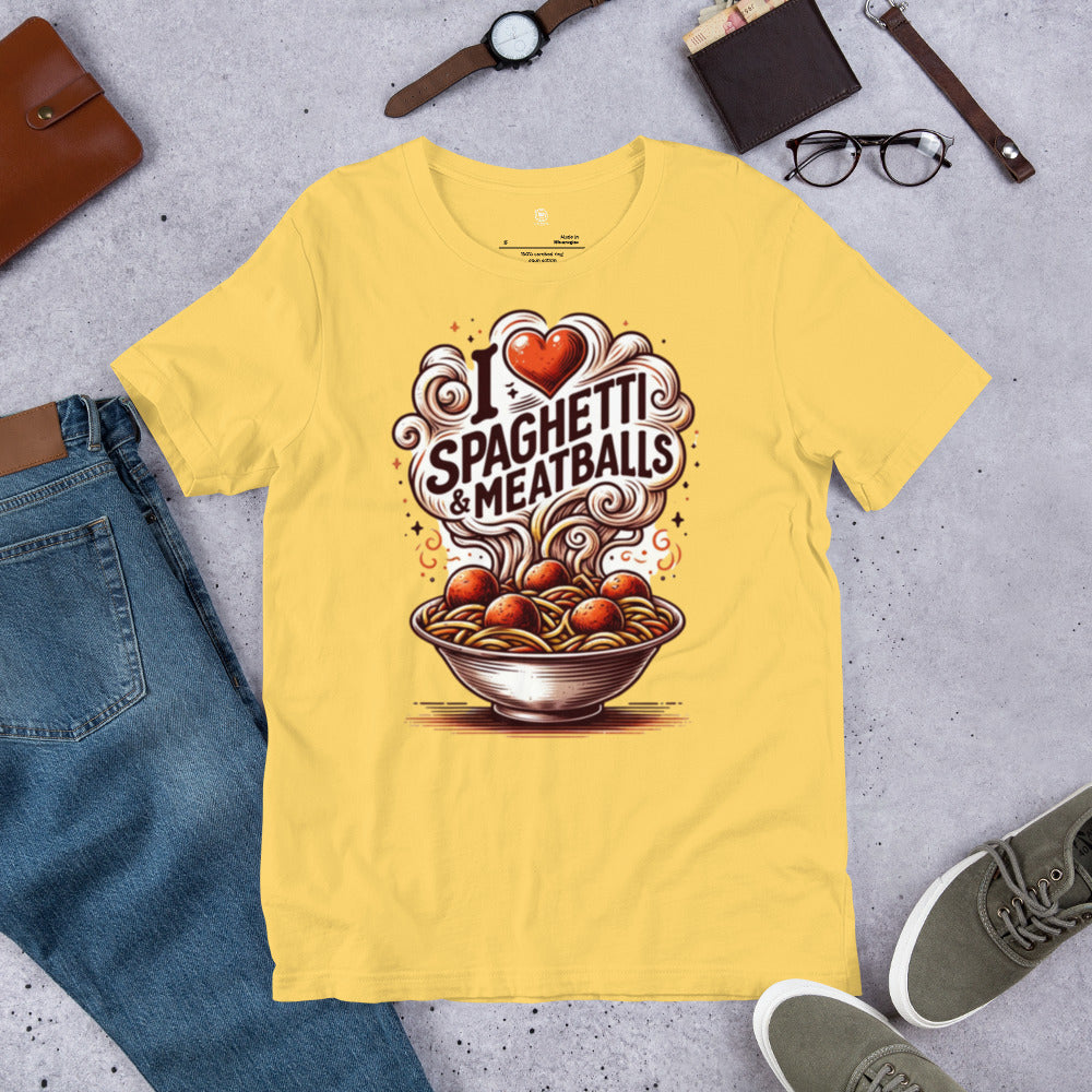I Love Spaghetti and Meatballs Unisex shirt - perfect for all the pasta lovers out there!
